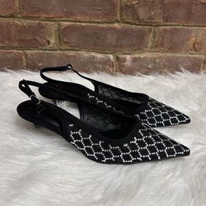 A New Day Women's Black Gigi Embellished Slingback Kitten Heels Size 7.5 NEW